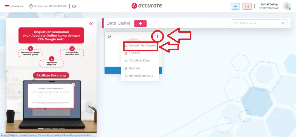 tambah pengguna Accurate Online